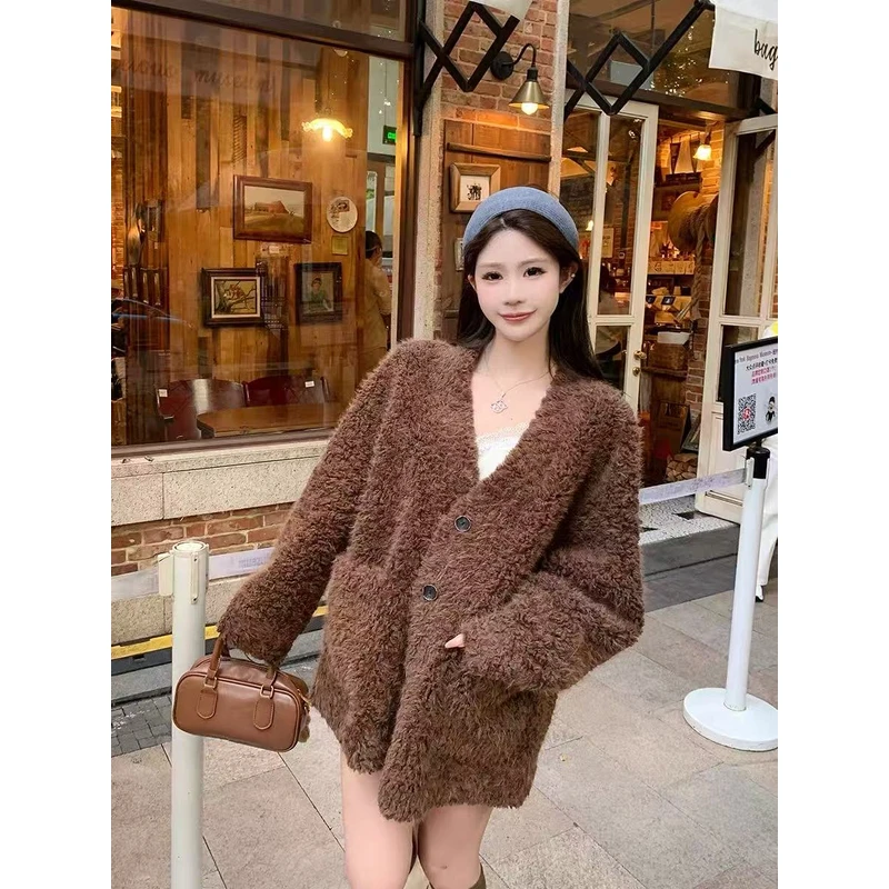 8581-3802 小香风气质加厚皮毛一体毛绒外套