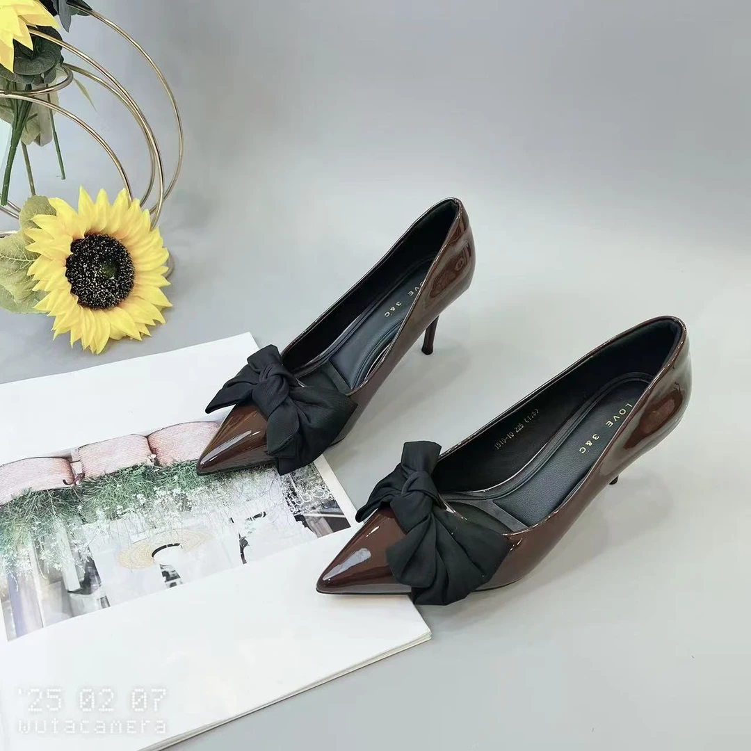 510-10 新款法式小跟气质高跟鞋女细跟尖头百搭单鞋