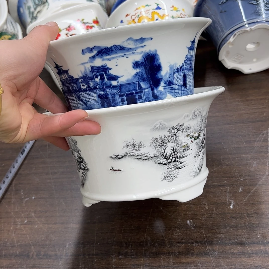 紫砂花盆872号瑕疵2个口部缩釉口不正处理介意勿拍