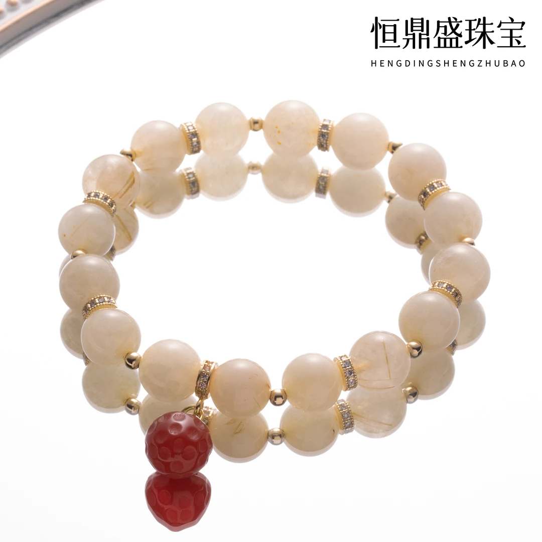 【晶运鸿瑀】彩发晶红玛瑙手串多色发丝红玛瑙晶体透亮光泽温润聚