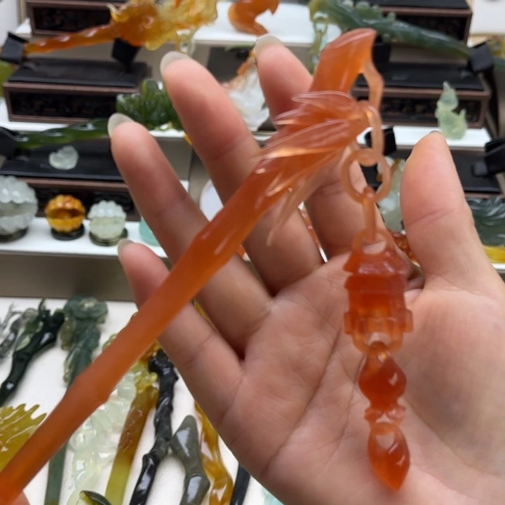 零***情蛇纹石玉未镶嵌岫玉发簪