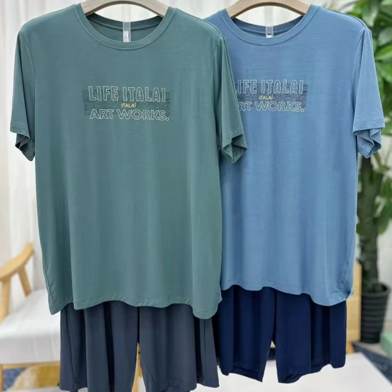 意大莱25春夏男士蚕蛹泡泡衣家居服套装莫代尔棉短袖短裤睡衣5230