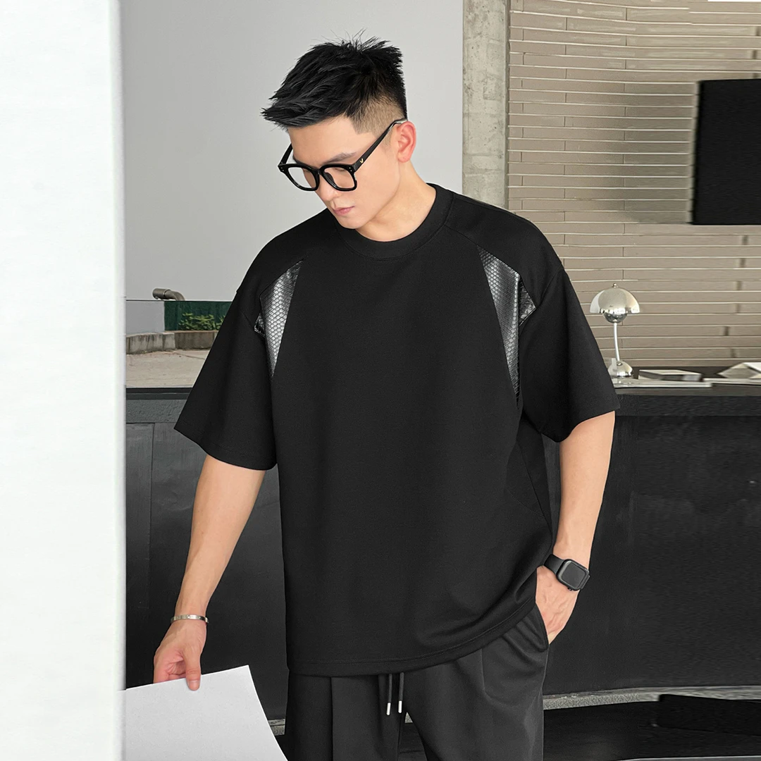 NO22WEAR【暗光蛇纹皮】夏日冰感棉设计师限定款显肩宽T恤短袖男