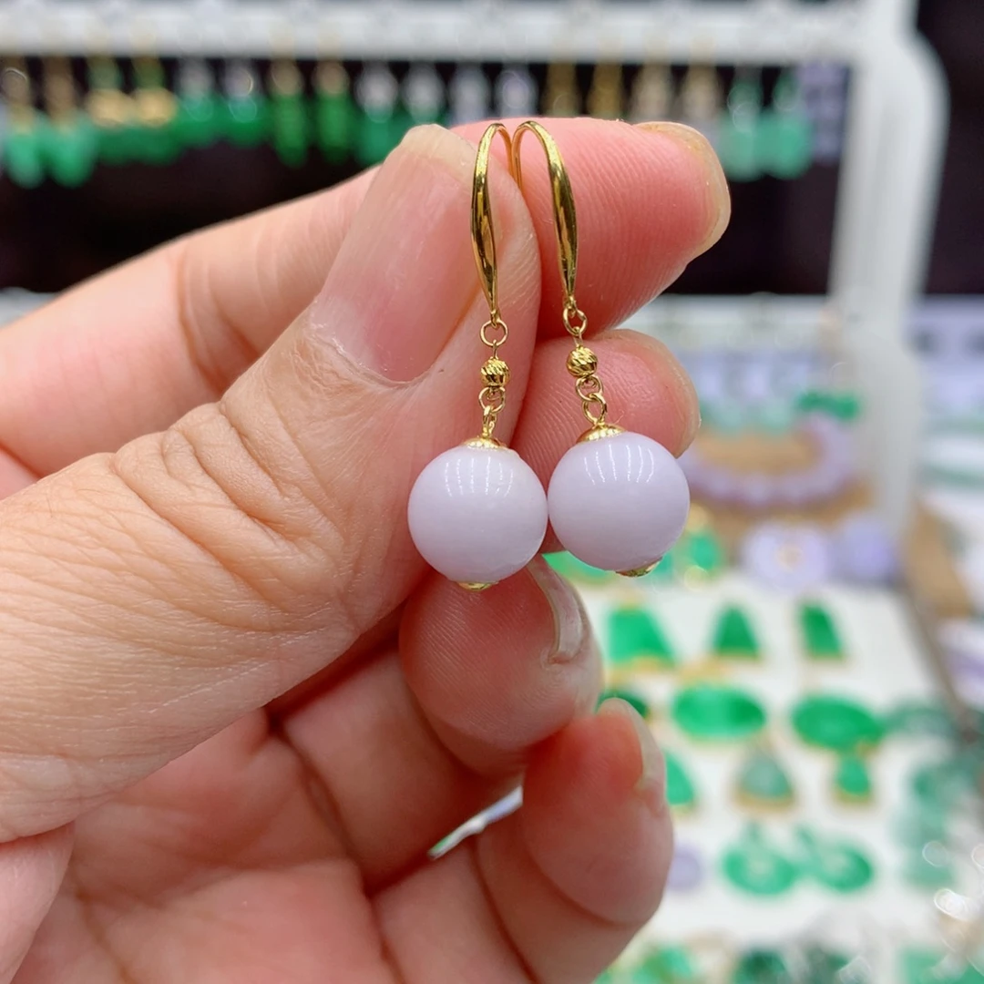 翡翠18K金镶嵌耳饰