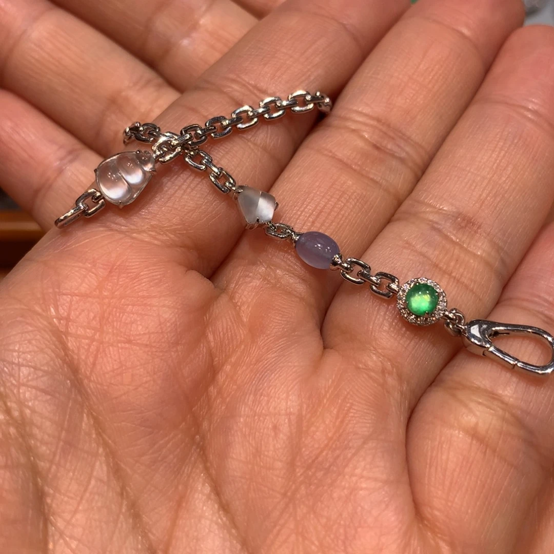 翡翠18K金镶嵌手链手链