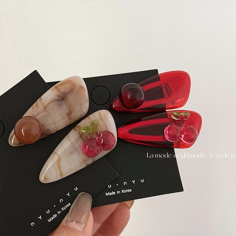 冰透樱桃一对装发夹少女心甜美百搭鸭嘴夹侧边刘海夹发饰新款