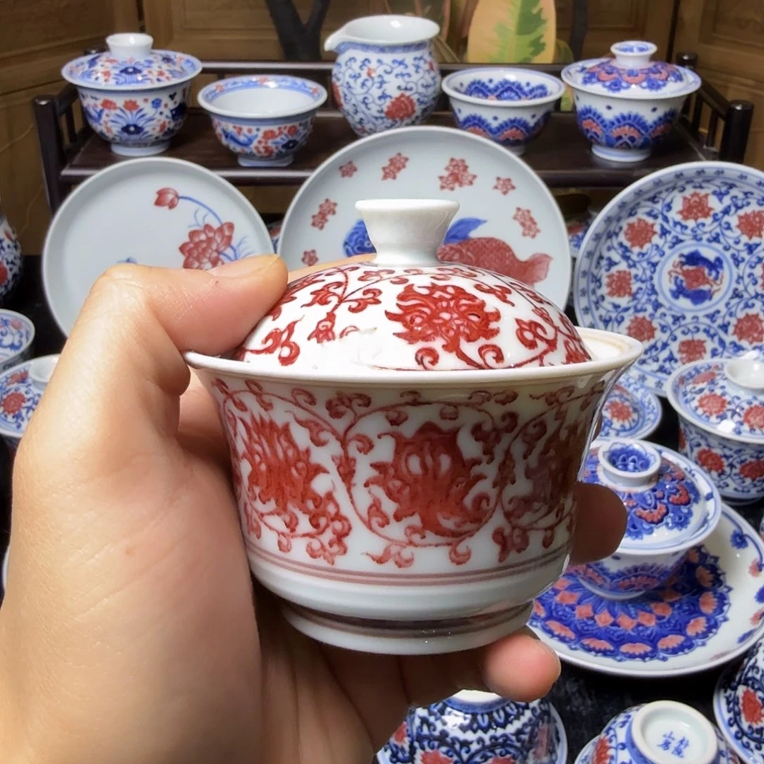 釉里红马蹄盖碗120ml