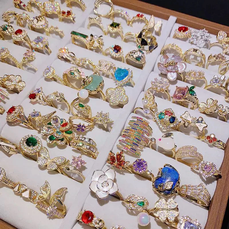 合金亚克力戒指 装袋付款【2个起包邮】时尚镶嵌开口戒指