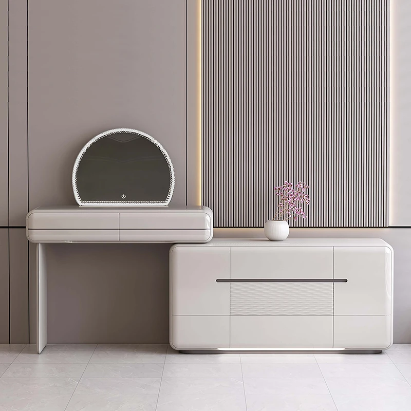 简约现代斗柜一体梳妆台卧室家用化妆桌主卧上档次梳妆桌床尾妆台