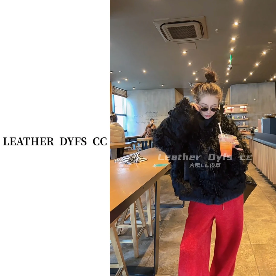 Leather Dyfs cc”罗姆胶卷“40473原单托卡半卷皮毛一体外套