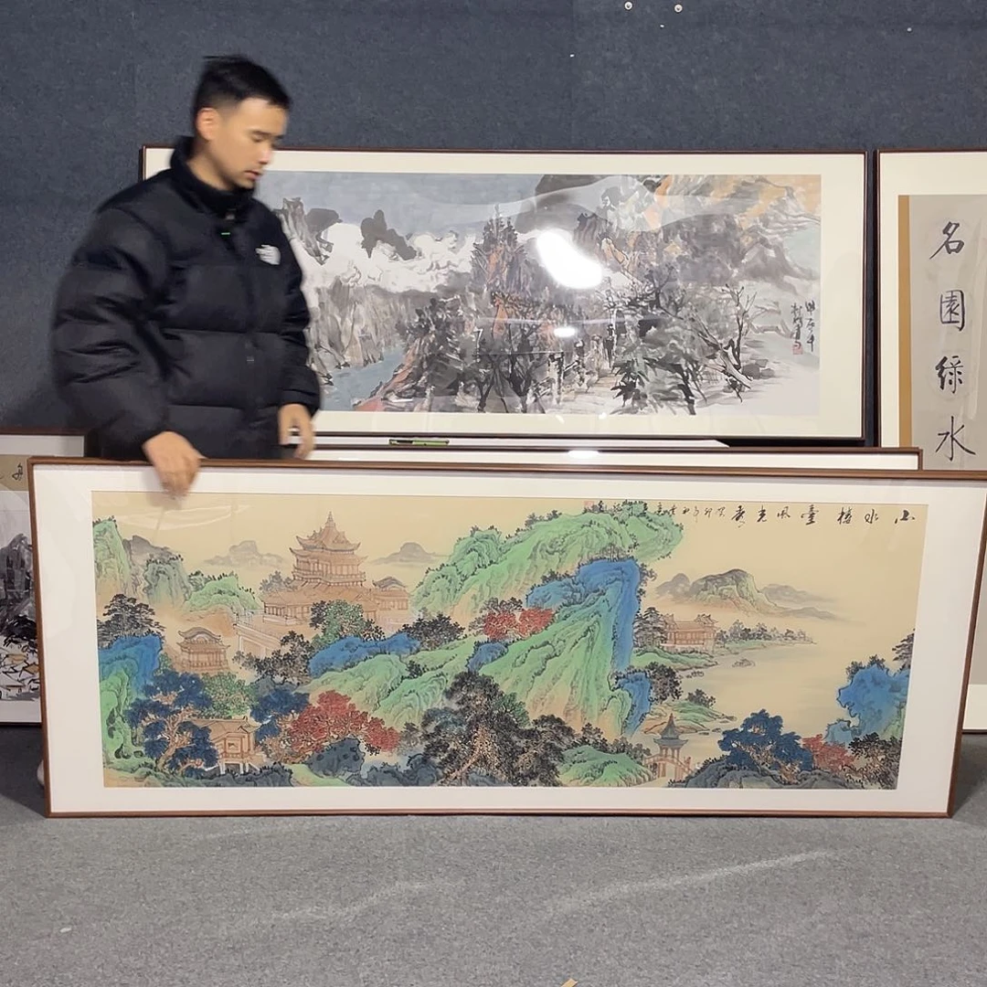 国画手绘画作品带框