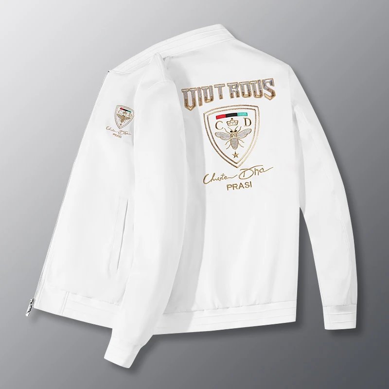 欧洲站外套男春秋季新款小蜜蜂刺绣夹克男士潮流时尚休闲男士外套