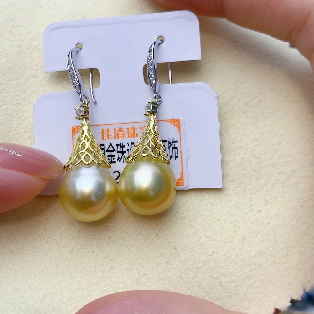 海水珍珠银S925镶嵌耳饰W45