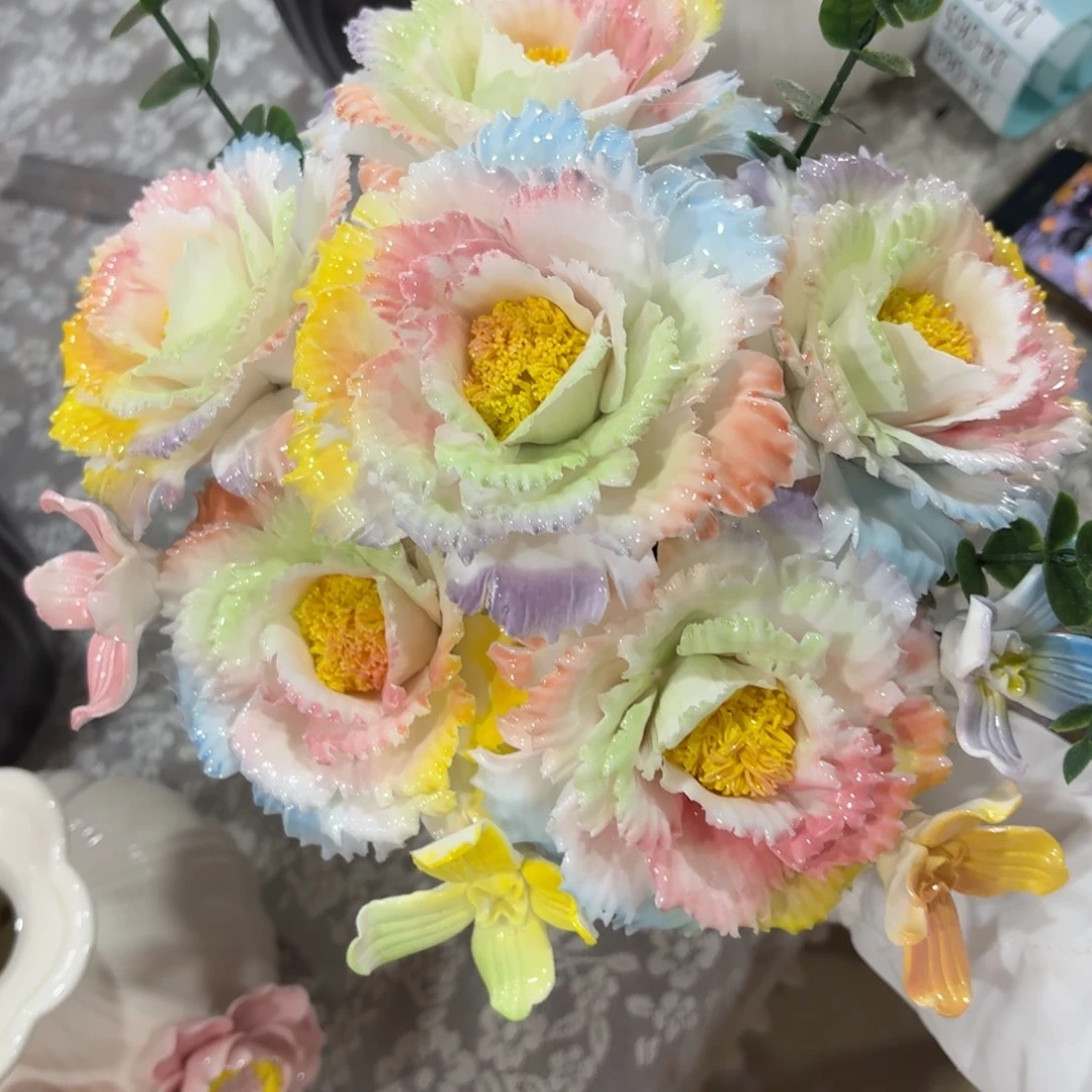 1464 陶瓷花拍满20元发货，退款拉黑