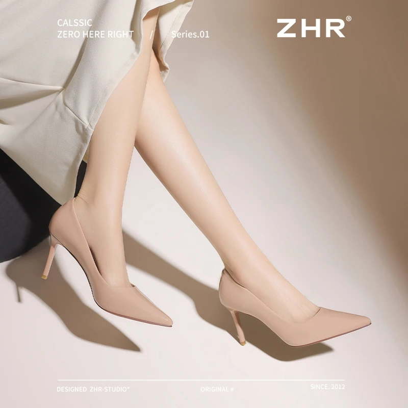 ZHR则则秀气高跟鞋春天新款不累脚单鞋宴会礼服鞋子女ins潮牌百搭