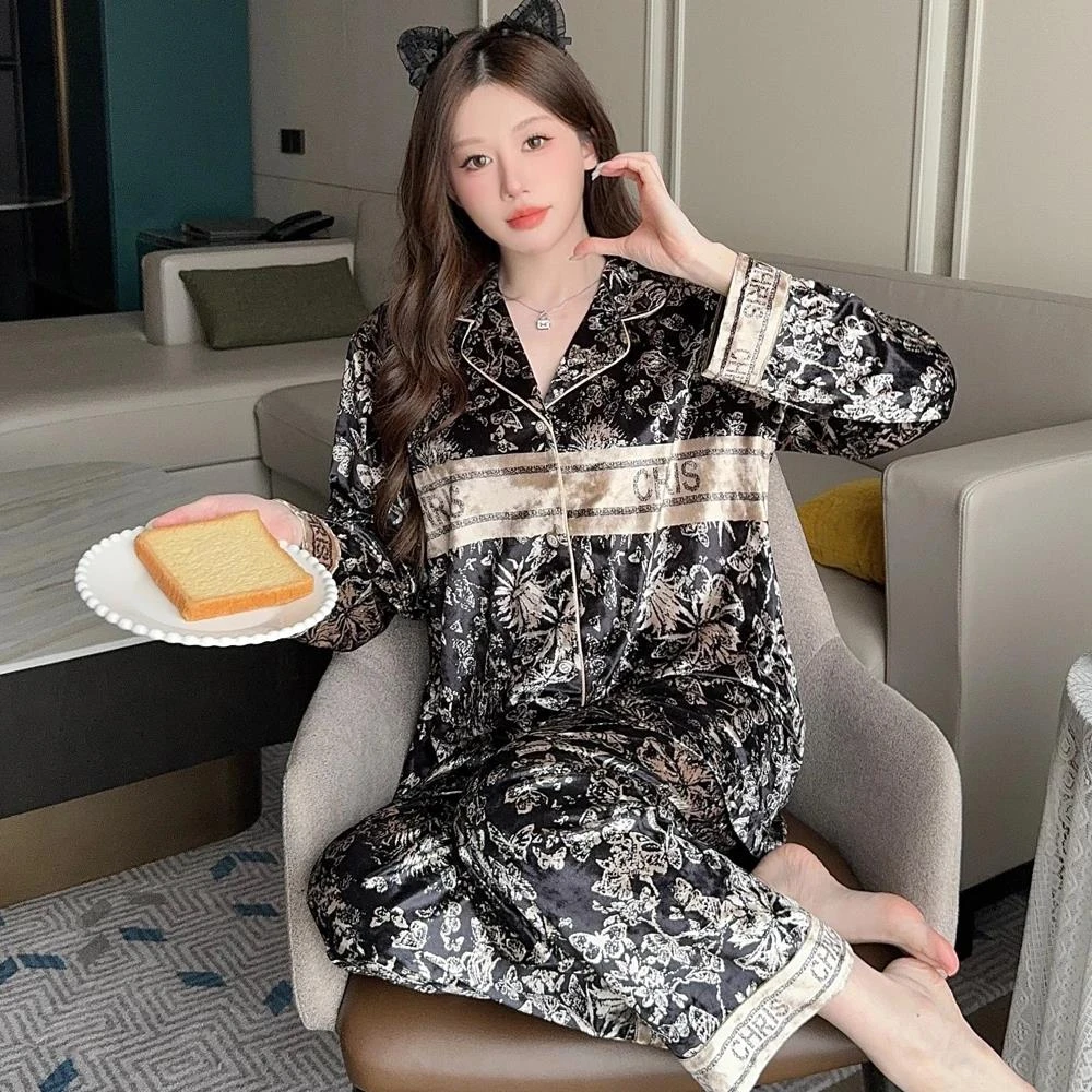 维多利亚轻奢品质～！睡衣女金丝绒甜美时尚休闲长袖家居服套装