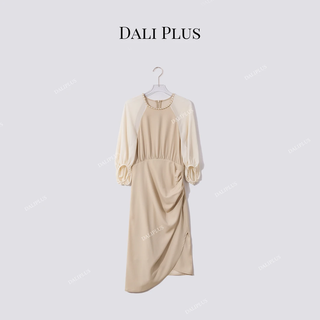 DALI PLUS“莫妮卡”原创长袖重磅醋酸轻奢秋冬连衣裙-D5SZ8065