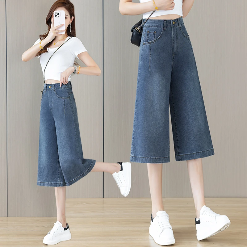 2025夏季新简约休闲牛仔裤直筒宽松显瘦薄款刺绣复古七分裤女