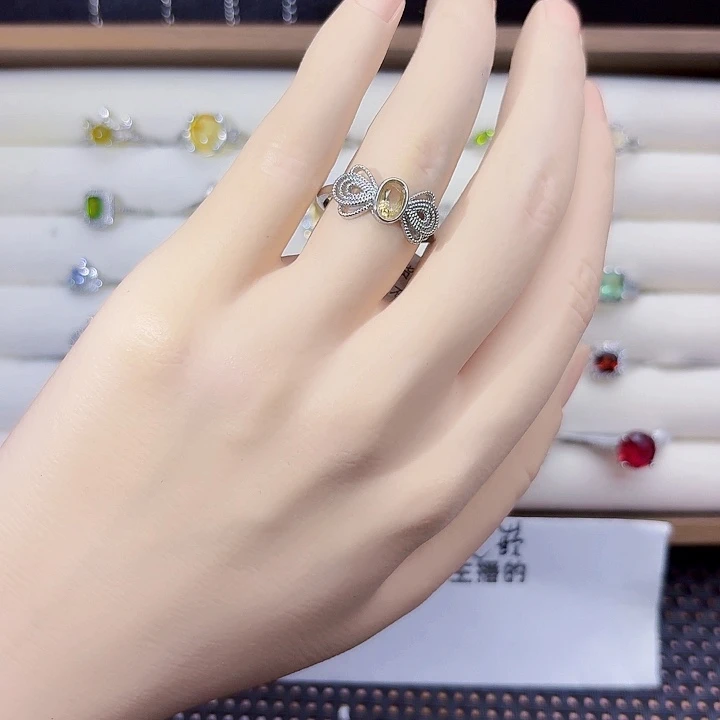 黄晶银S925镶嵌戒指