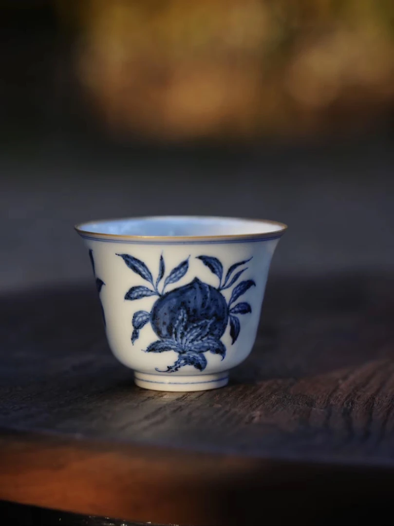 且斋-且斋慕明系列薄胎开窗冰梅内膜印三多铃铛杯花纹杯主人杯