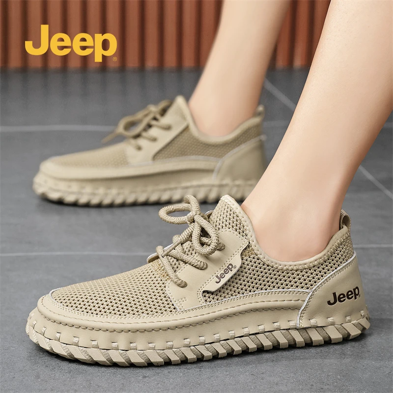 jeep吉普男士休闲网面鞋2025夏季外穿透气舒适软底开车徒步运动鞋