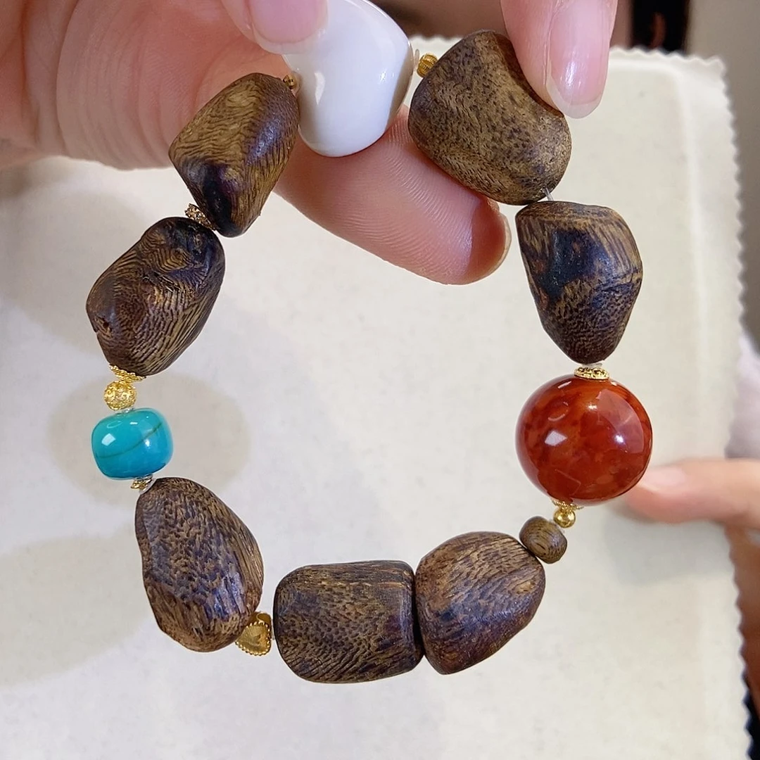 手链18K金镶嵌南红玛瑙设计款树丁