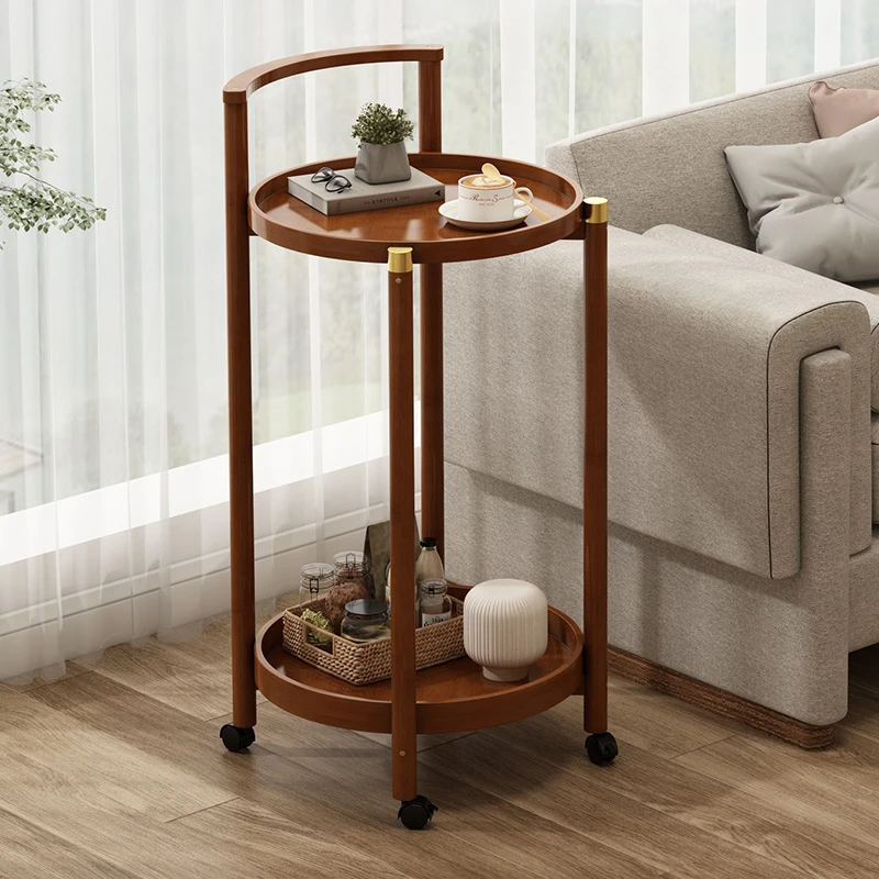 边几小推车家用客厅沙发边柜带轮可移动小茶几床头置物架小圆桌子