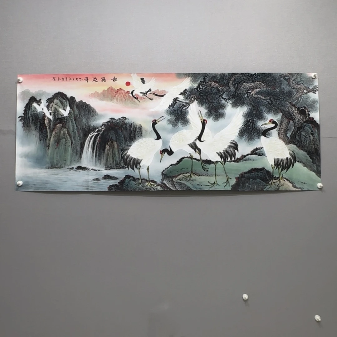 国画精品六尺横幅仙鹤贾敏