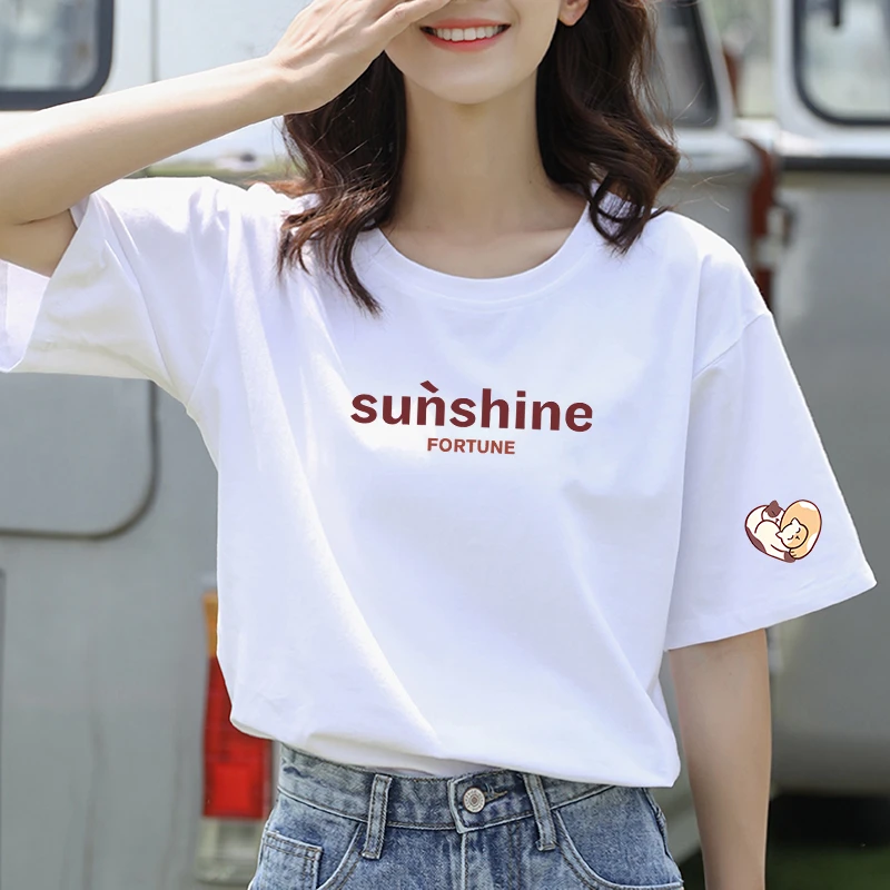 韩版纯棉白色t恤女短袖夏季2025新款宽松显瘦纯色内搭圆领上衣ins