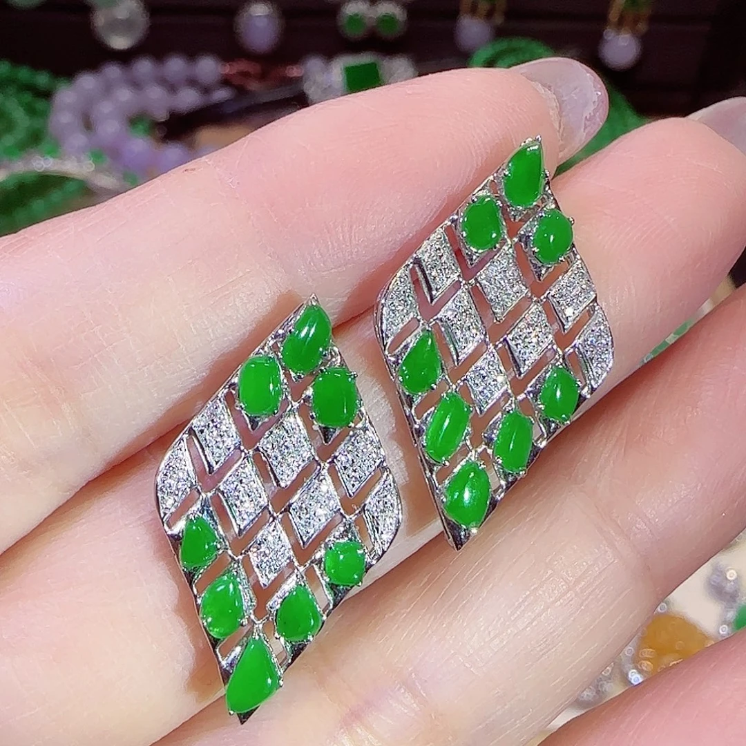 翡翠18K金镶嵌耳饰