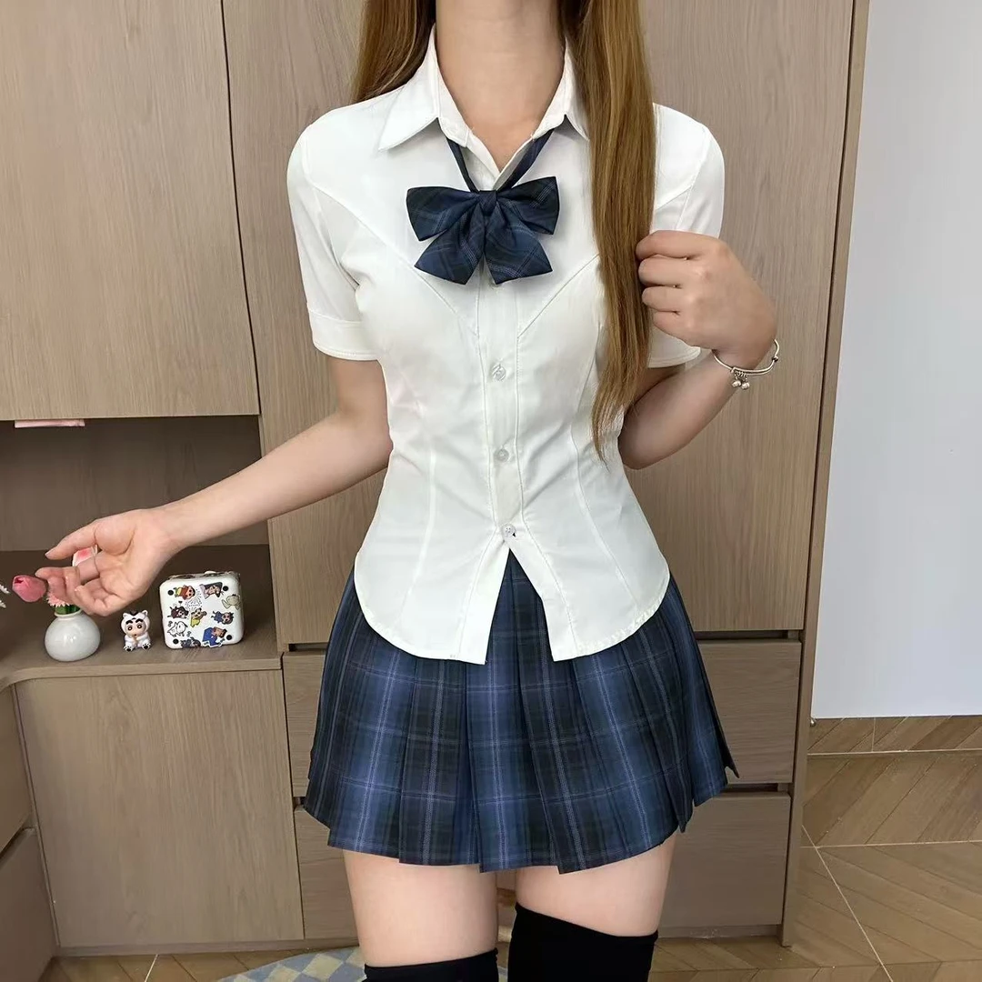 妙氏优品原创jk裙衬衫格裙套装学生纯欲学院显瘦辣妹制服日系修身