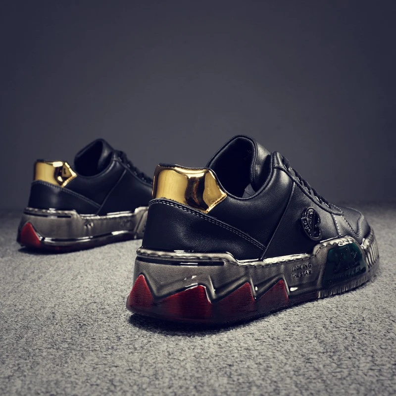 高端品质秋季新款男士休闲板鞋潮流百搭时尚厚底运动潮牌淋胶鞋