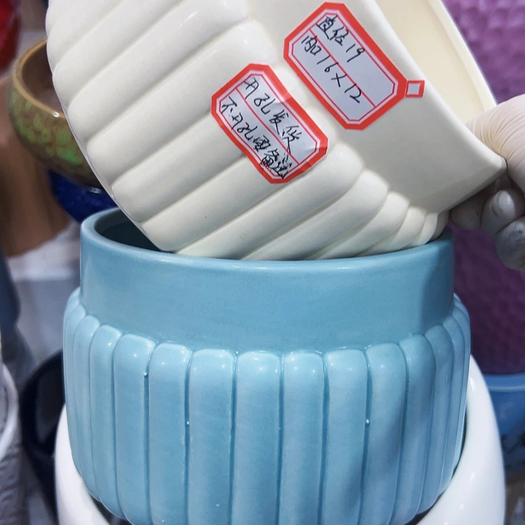 有孔外贸尾单陶瓷花盆凑单10米包邮