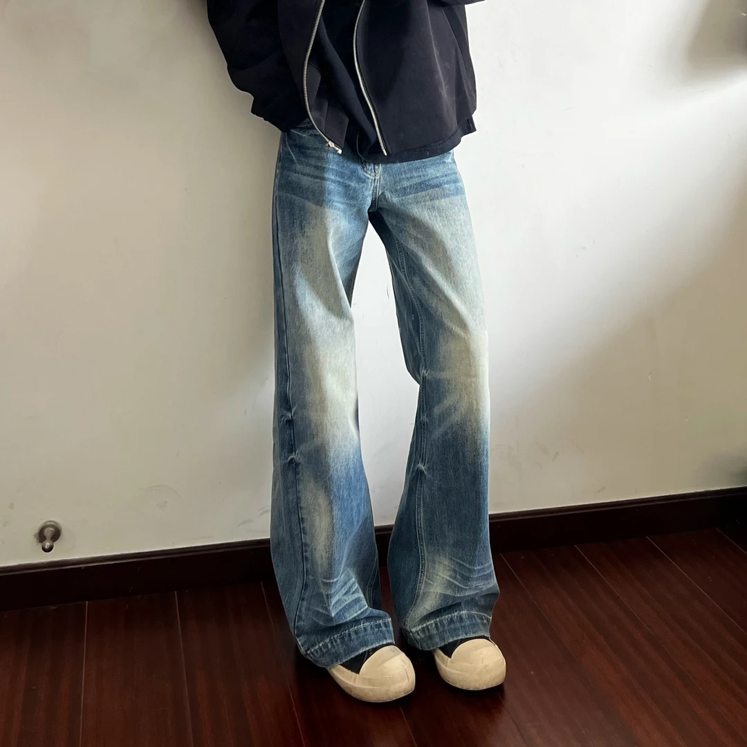 美式高街重工水洗提档设计牛仔裤男女2025秋季新款宽松垂感