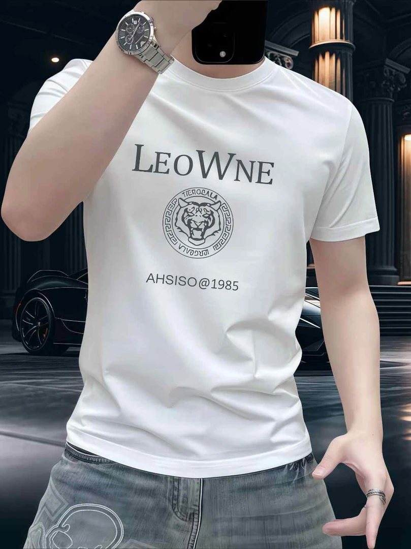 潮男新款重磅弹力短袖T恤男士圆领百搭时尚修身高痞帅体恤上衣潮