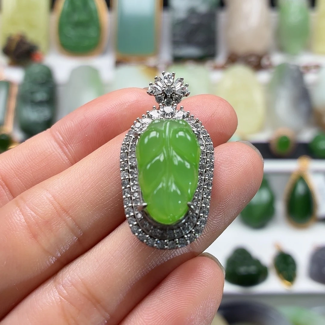 和田玉银S925镶嵌颈饰