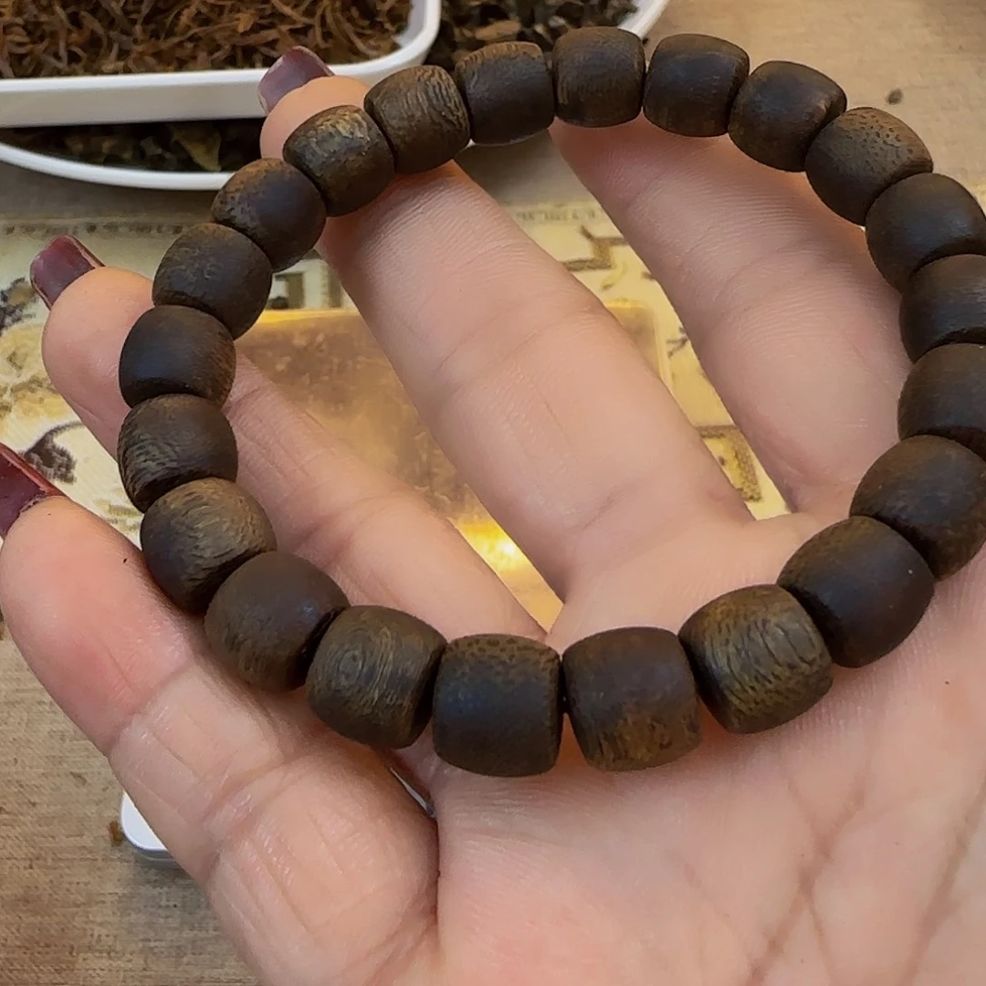 沉香手串玩****车流油王品种单圈鼓珠单圈12克➕