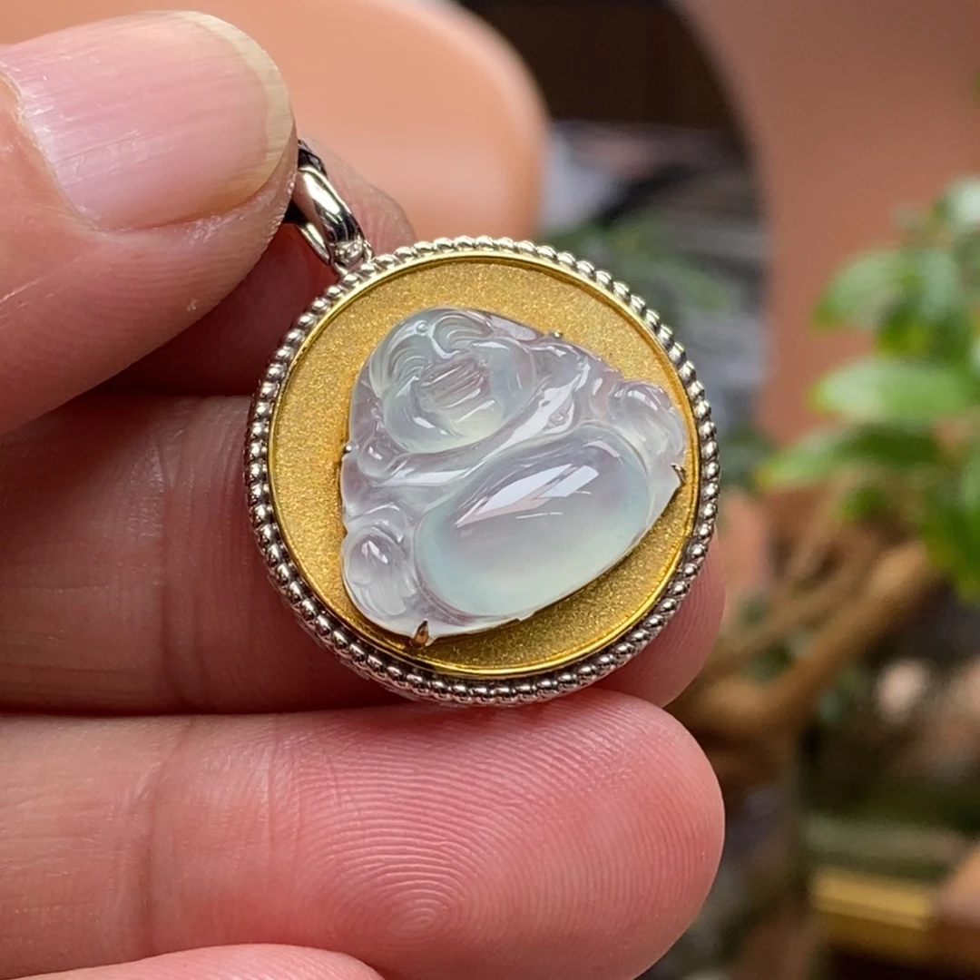 翡翠颈饰18K金镶嵌挂件