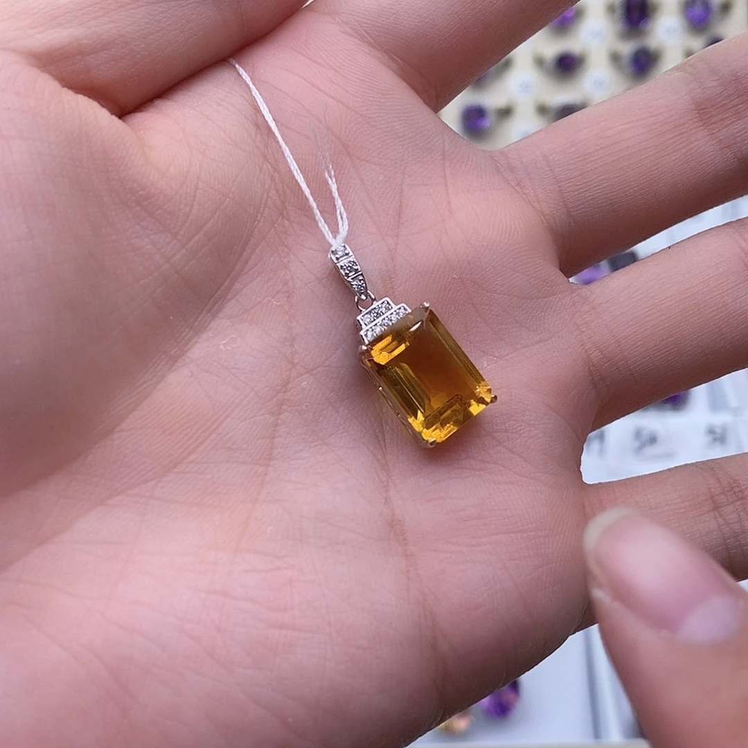 黄晶纯天然无优化黄水晶Q银S925镶嵌