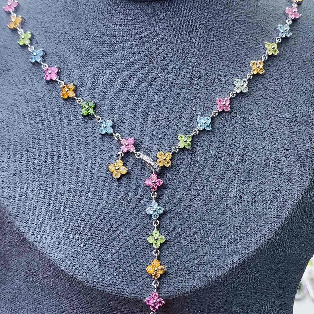 银S925镶嵌套链碧玺一物一证