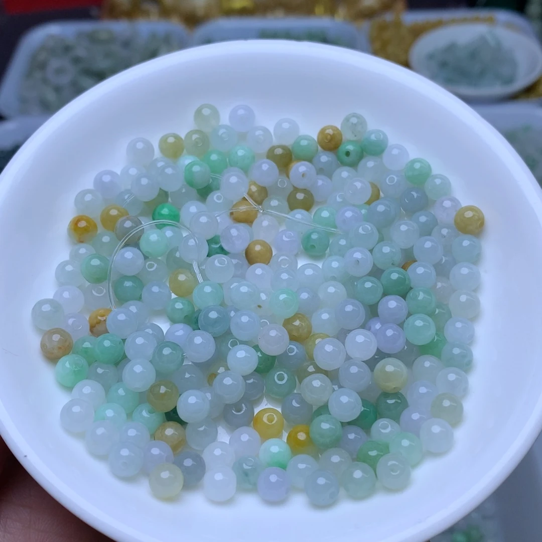 翡翠散珠卡5.3冰三彩40个