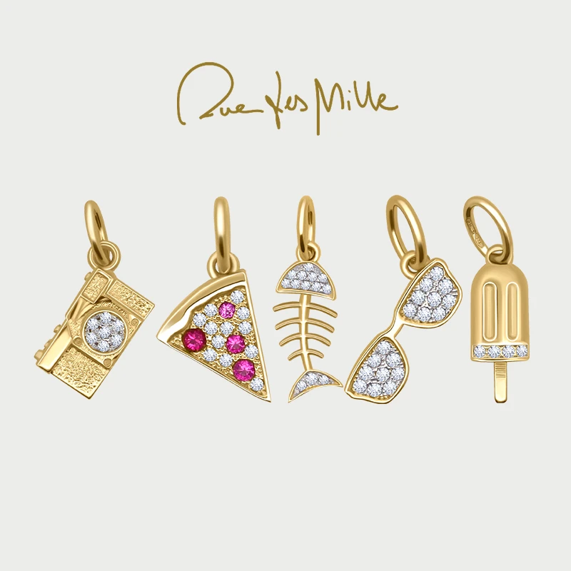 吊坠925银 RuedesMille DIY吊饰冰淇淋披萨鱼骨眼镜相机耳钉项链