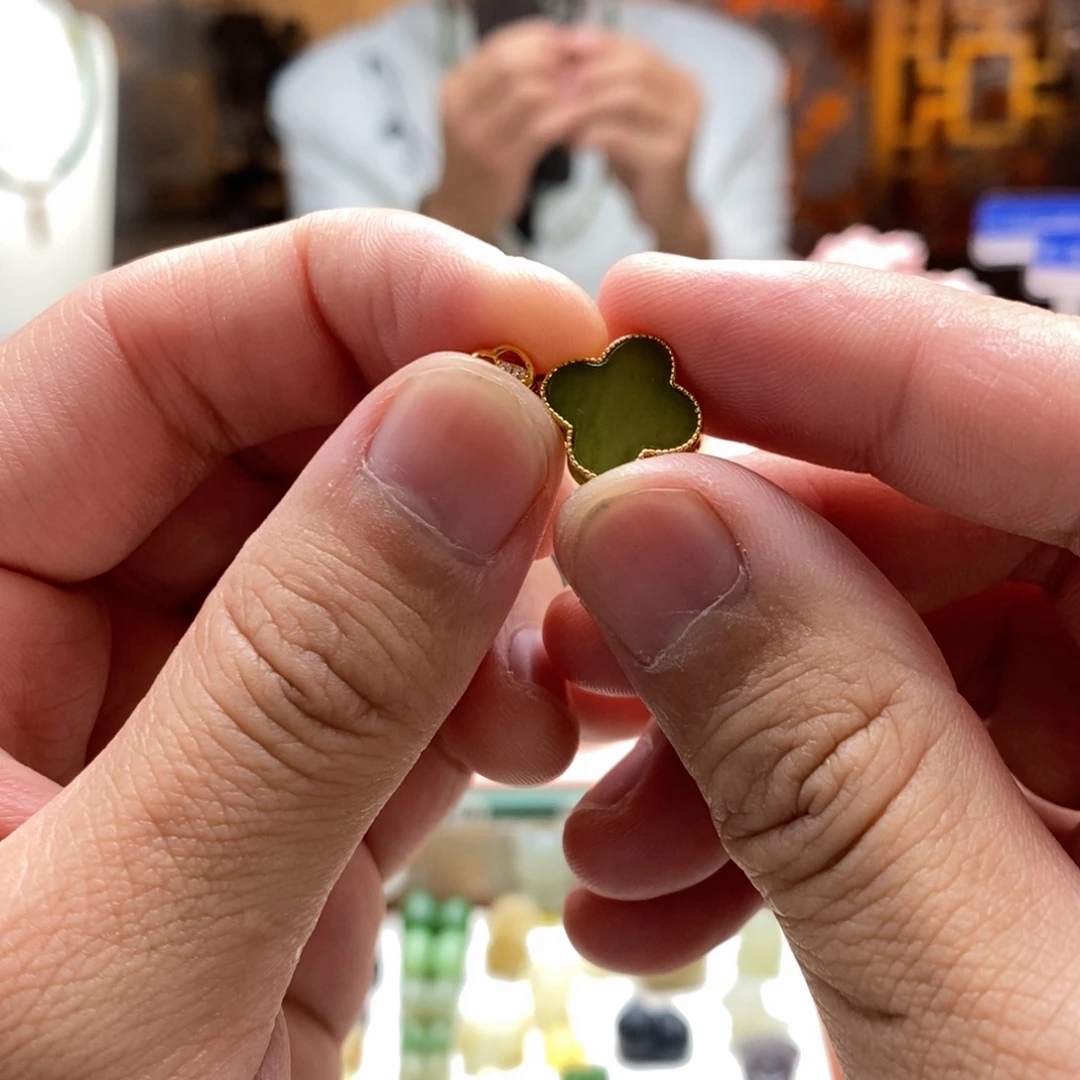 和田玉（碧玉）银S925镶嵌吊坠(不含链)