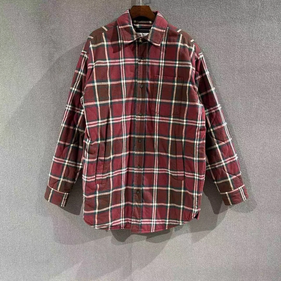 未使用 Acne studio (PM)红色格纹棉服外套 带吊44码/2992