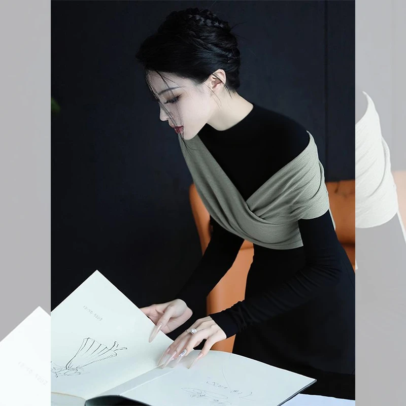 韩系秋冬装洋气打底衫女内搭上衣服黑色半高领假两件内搭t恤上衣