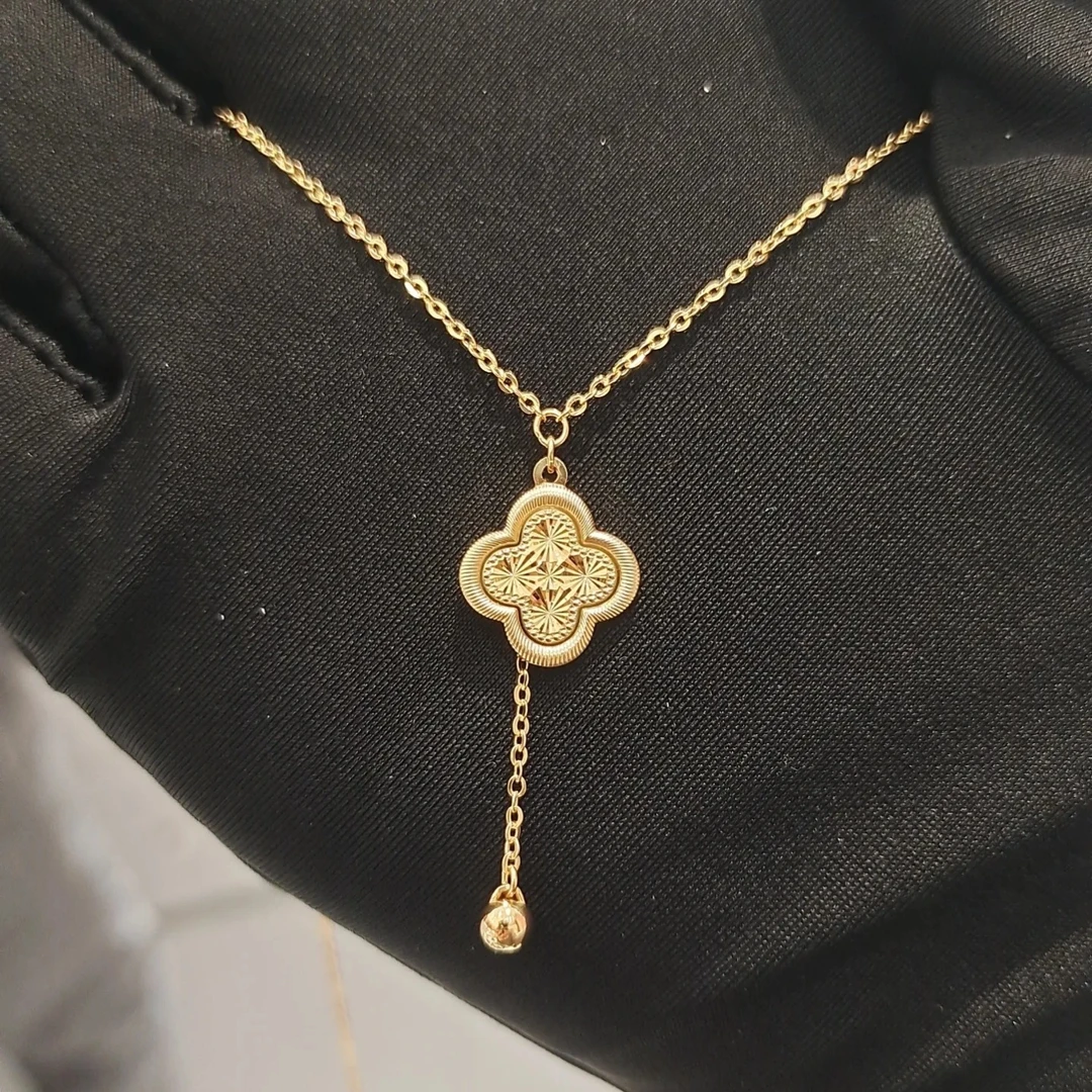 钛钢项链 满天星四叶花套链 10424