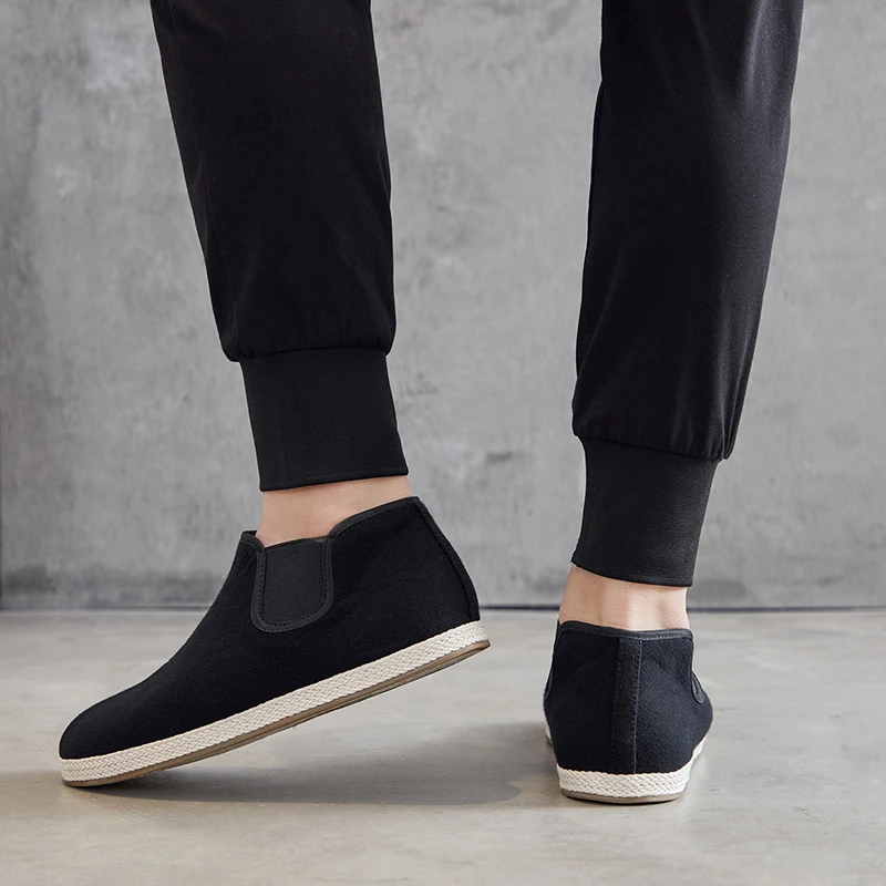 布语堂2025新款冬季老北京男女同款一脚蹬休闲防滑加绒加厚棉布鞋