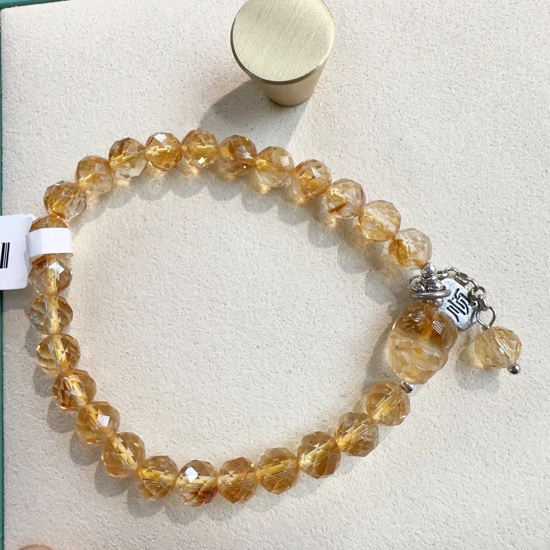 A222黄色多面水晶手链