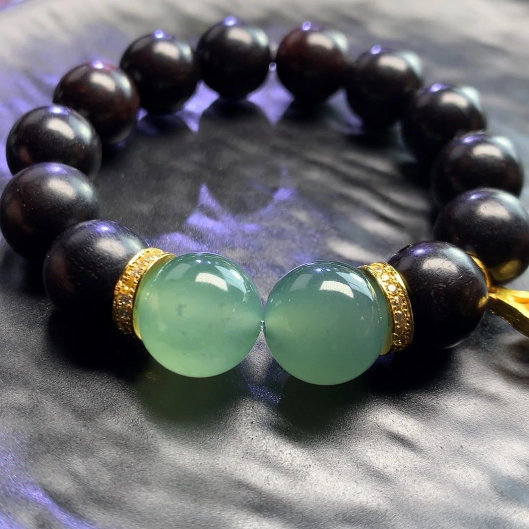 翡翠未镶嵌手链湖水绿13mm