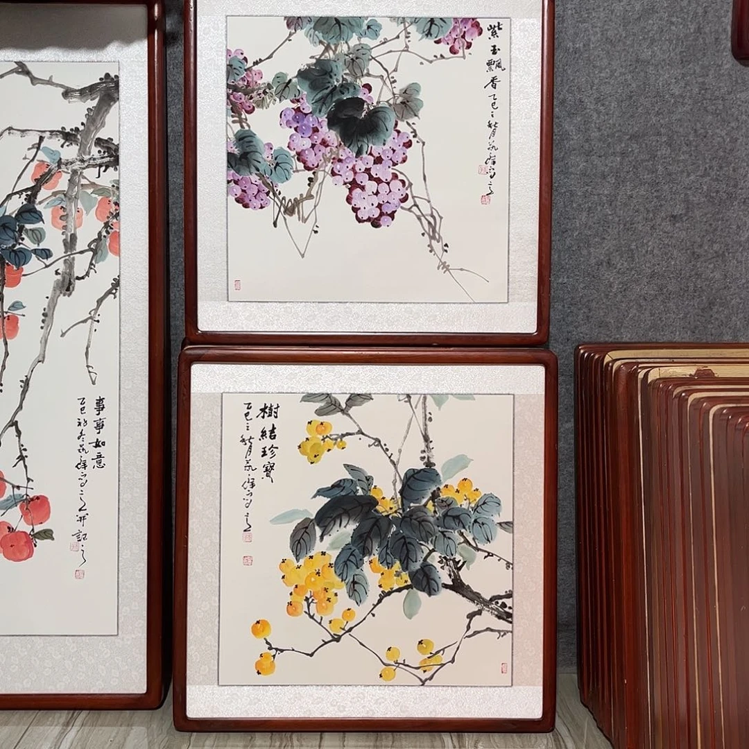 国画书画作品带框63×63